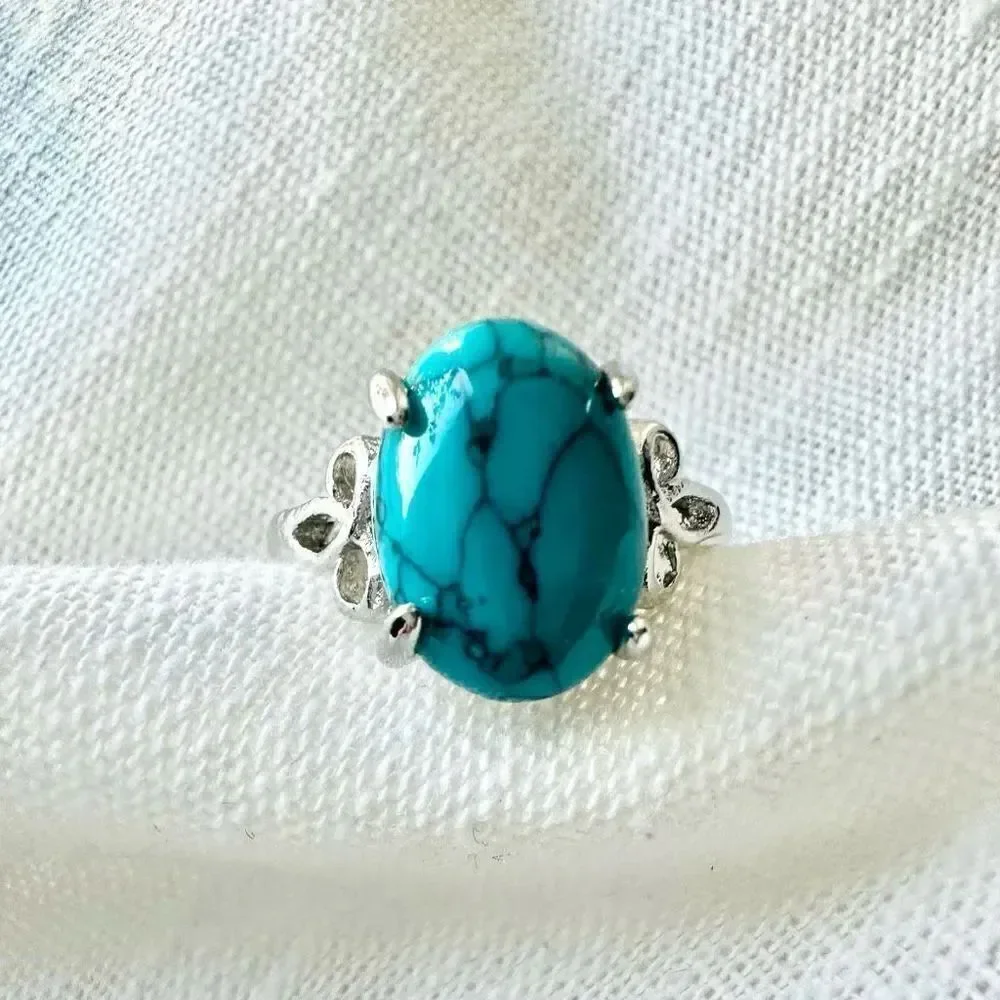 Oval faux turquoise ring